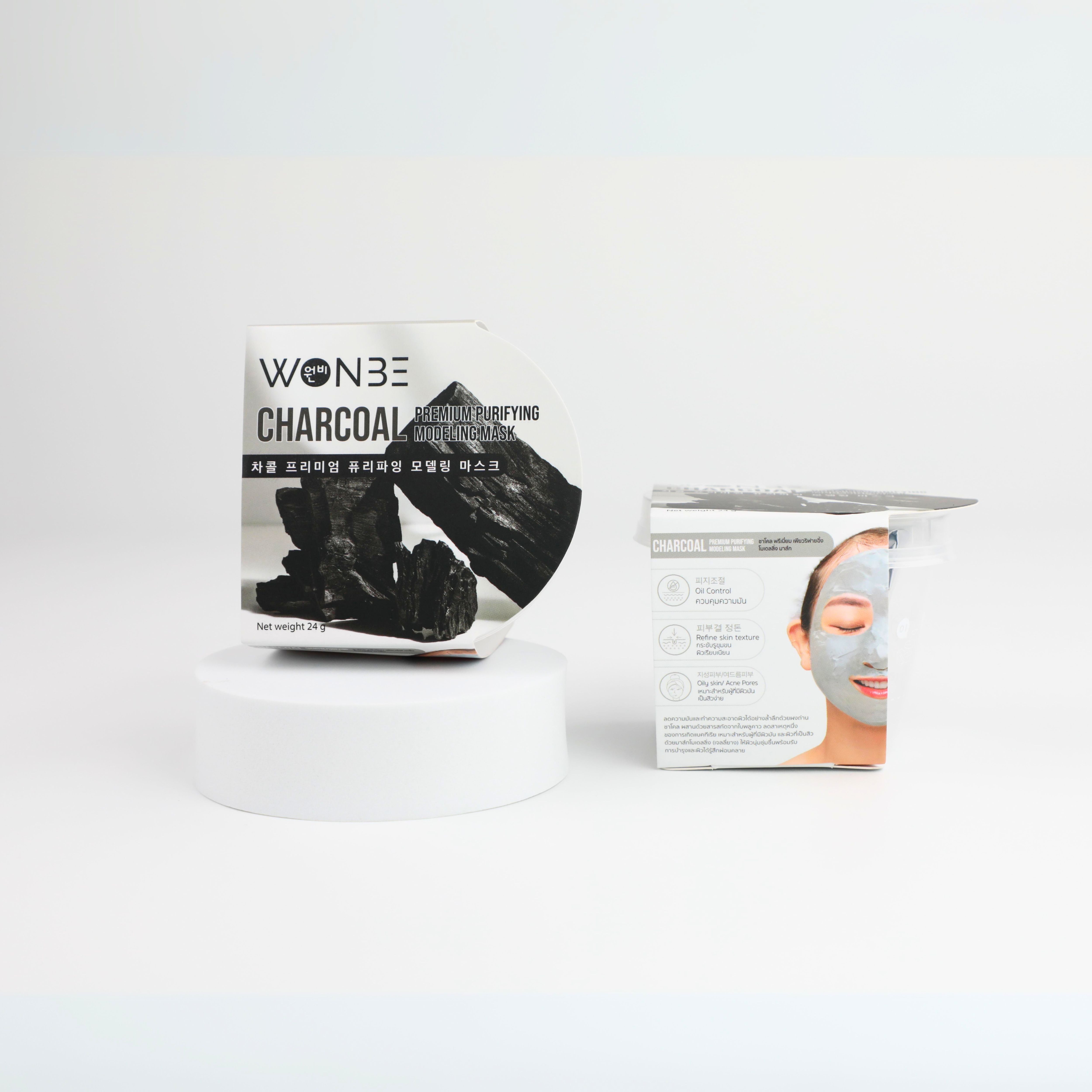 WONBE [วอนบี] ชาโคล พรีเมี่ยม เพียวรีฟายอิ้ง โมเดลลิ่ง มาส์ก / CHARCOAL PREMIUM PURIFYING MODELING MASK 24g